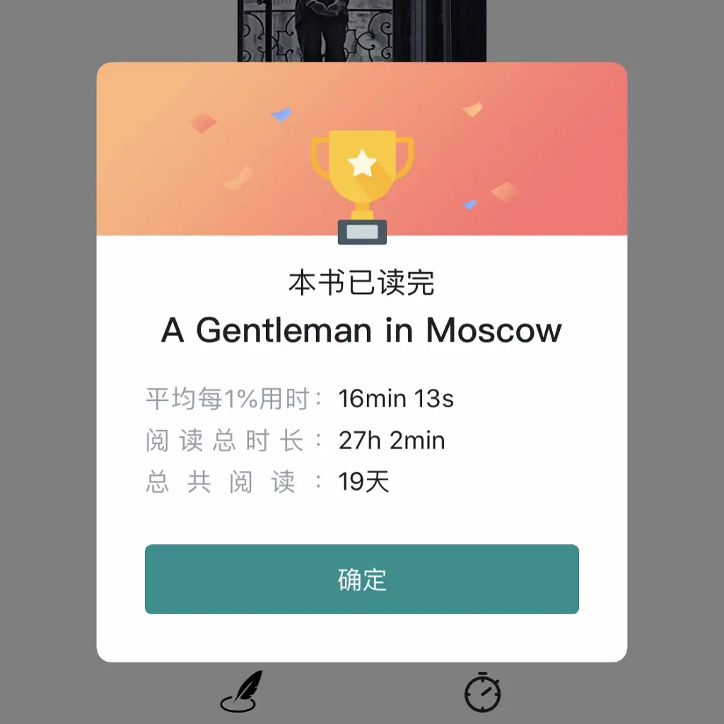 A Gentleman in Moscow 读毕记录:27h 2min,19天