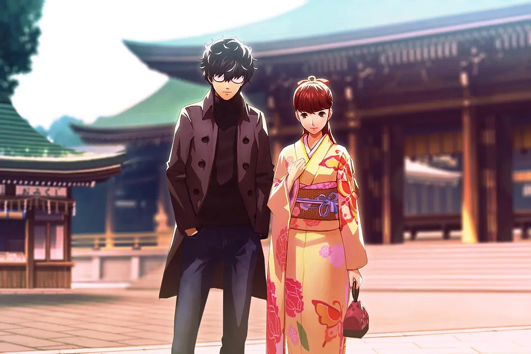 神社前的和服
