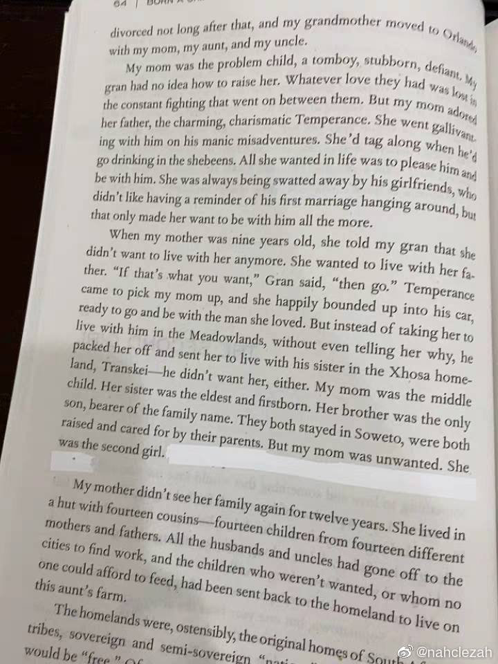 Born a Crime 英文原版被涂改液涂掉的一句